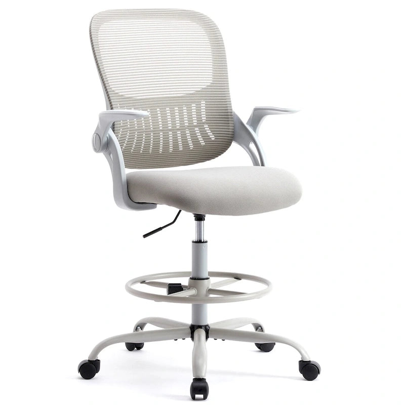 Drafting Tall Office Chair Ergonomic High Desk Chair with Flip-up Armrests