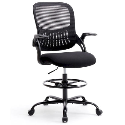Drafting Tall Office Chair Ergonomic High Desk Chair with Flip-up Armrests