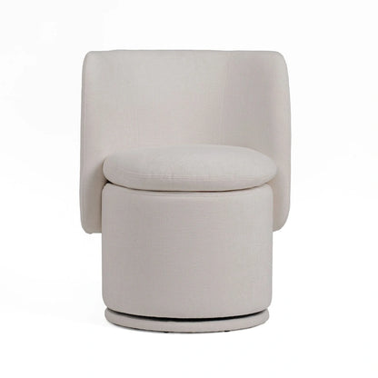 Reno Nori 26 Inch, Swivel Dining Chair, Off White Fabric, Wingback, Wood
