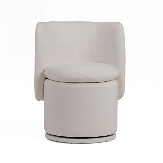 Reno Nori 26 Inch, Swivel Dining Chair, Off White Fabric, Wingback, Wood
