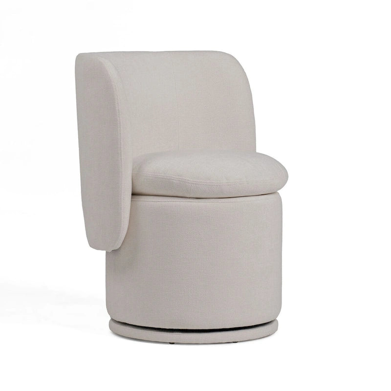 Reno Nori 26 Inch, Swivel Dining Chair, Off White Fabric, Wingback, Wood