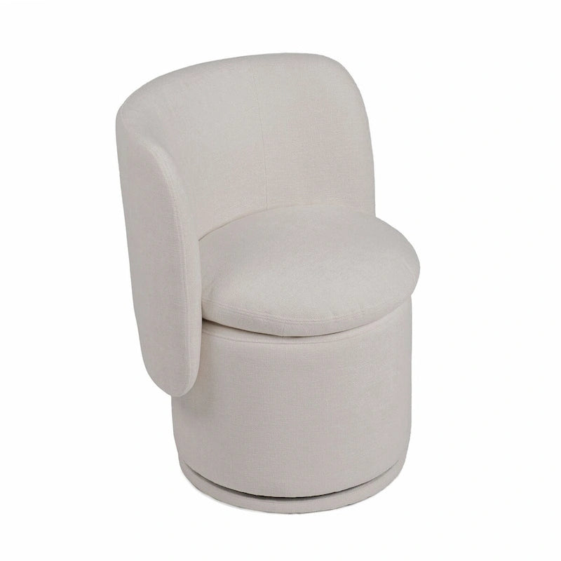Reno Nori 26 Inch, Swivel Dining Chair, Off White Fabric, Wingback, Wood