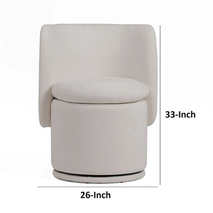 Reno Nori 26 Inch, Swivel Dining Chair, Off White Fabric, Wingback, Wood