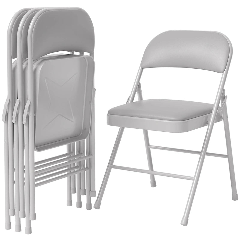 4pcs Folding Chairs With Padded Cushion and Back, Hold Up to 350 Pounds