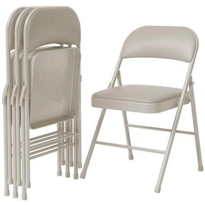 4pcs Folding Chairs With Padded Cushion and Back, Hold Up to 350 Pounds
