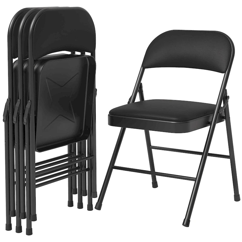 4pcs Folding Chairs With Padded Cushion and Back, Hold Up to 350 Pounds