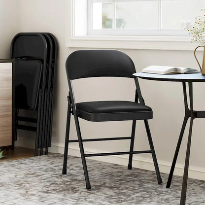 4pcs Folding Chairs With Padded Cushion and Back, Hold Up to 350 Pounds