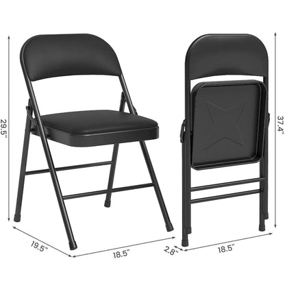 4pcs Folding Chairs With Padded Cushion and Back, Hold Up to 350 Pounds