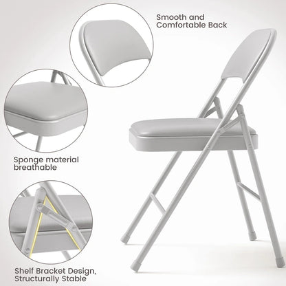 4pcs Folding Chairs With Padded Cushion and Back, Hold Up to 350 Pounds