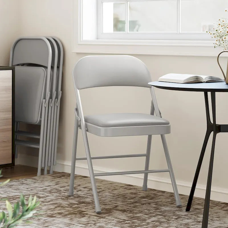 4pcs Folding Chairs With Padded Cushion and Back, Hold Up to 350 Pounds