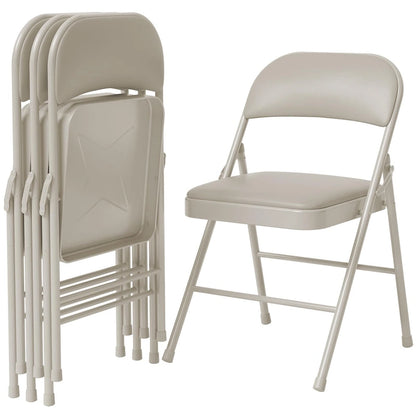4pcs Folding Chairs With Padded Cushion and Back, Hold Up to 350 Pounds