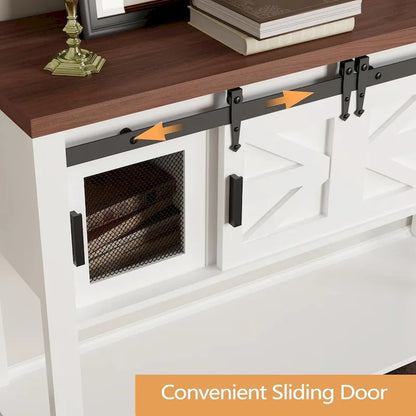 Farmhouse & Industrial Rustic Console Table with Shelf