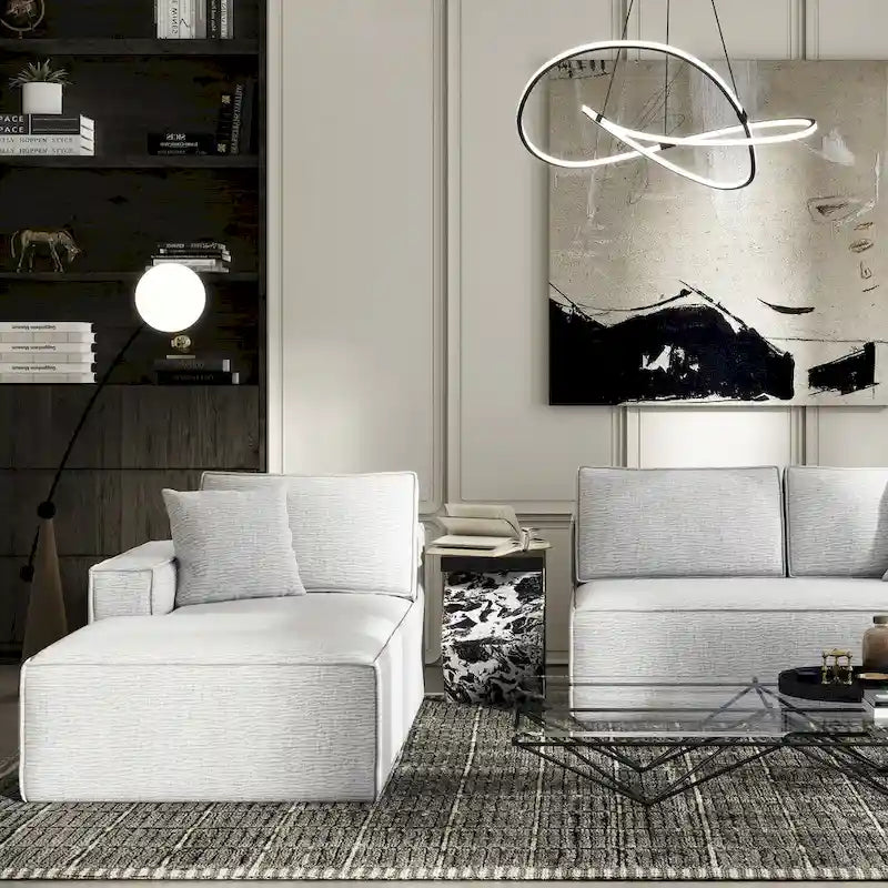 Brenley 110.5 Sofa-in-a-Box Chenille Upholstered Frameless 2-Piece Sectional Sofa