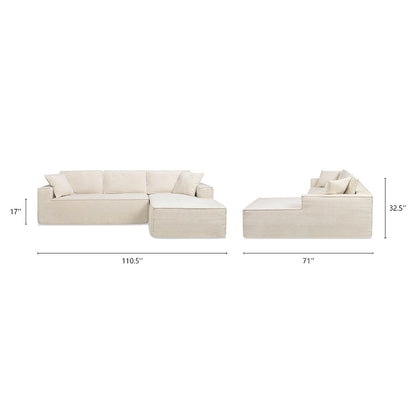 Brenley 110.5 Sofa-in-a-Box Chenille Upholstered Frameless 2-Piece Sectional Sofa
