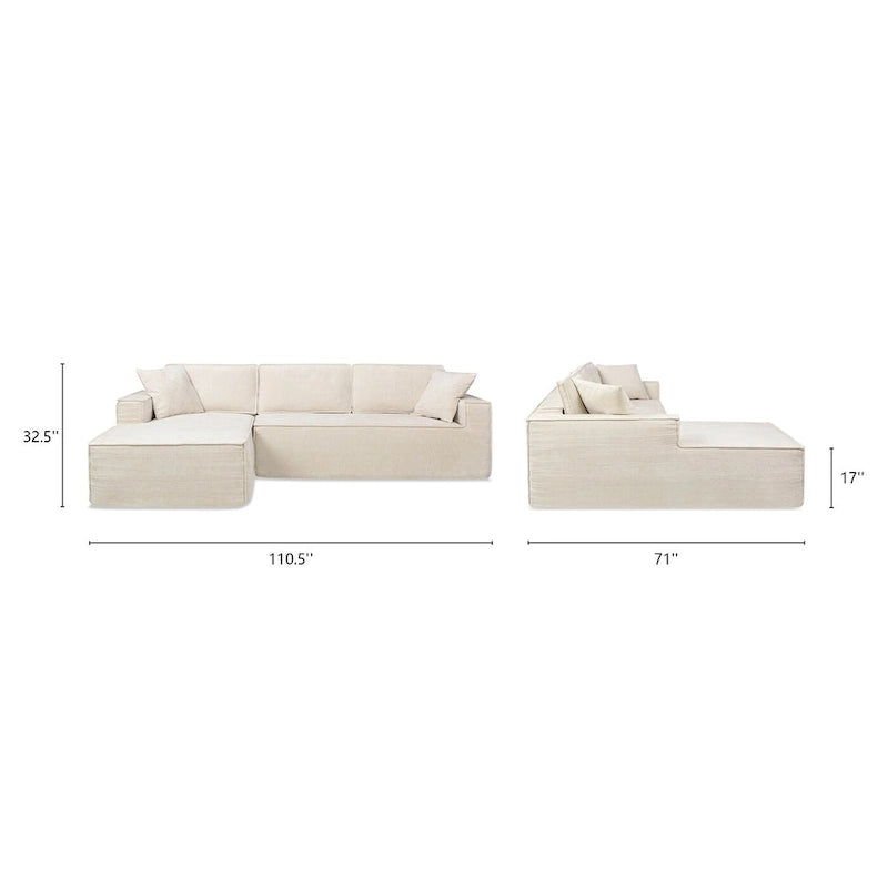 Brenley 110.5 Sofa-in-a-Box Chenille Upholstered Frameless 2-Piece Sectional Sofa