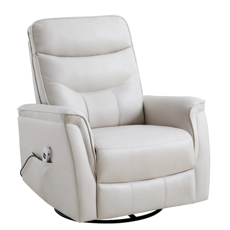 HOMYKA Swivel Power Recliner Faux Leather Glider With USB Port