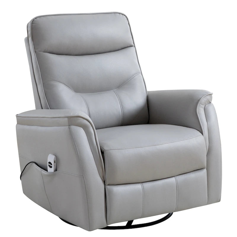 HOMYKA Swivel Power Recliner Faux Leather Glider With USB Port