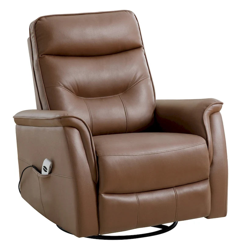 HOMYKA Swivel Power Recliner Faux Leather Glider With USB Port