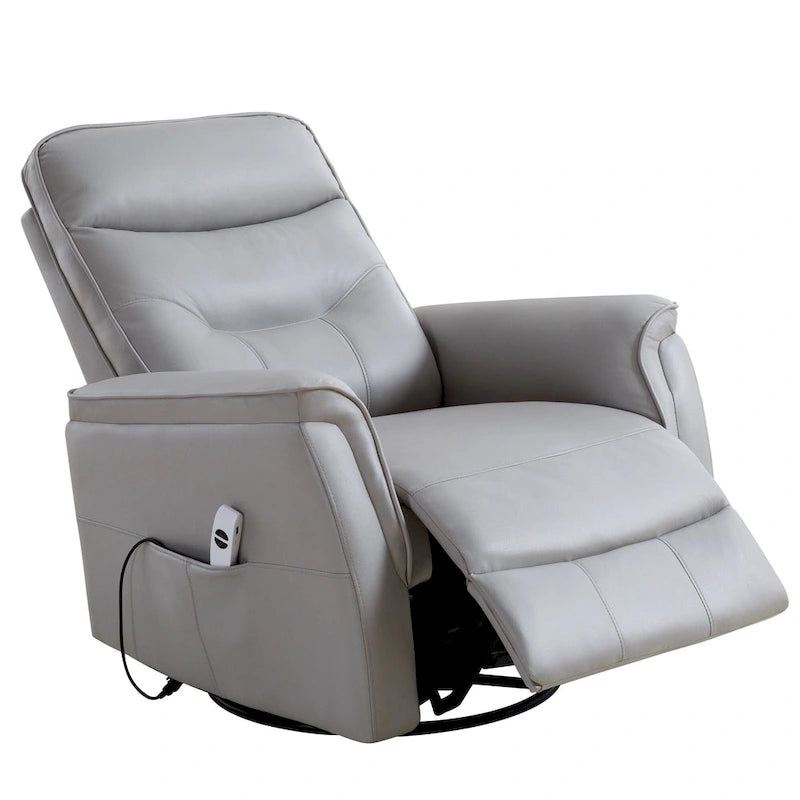 HOMYKA Swivel Power Recliner Faux Leather Glider With USB Port