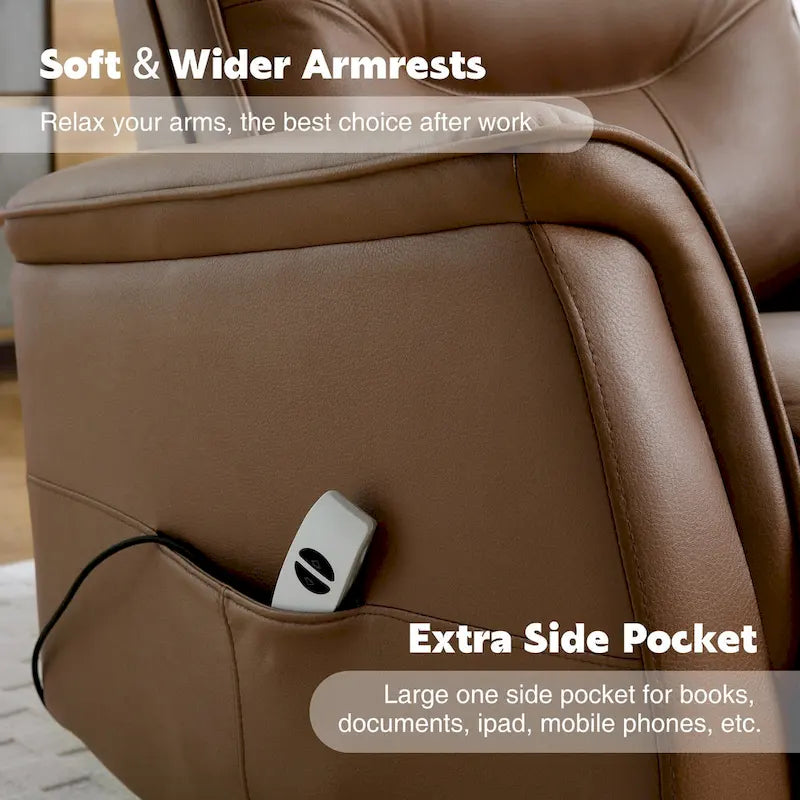 HOMYKA Swivel Power Recliner Faux Leather Glider With USB Port