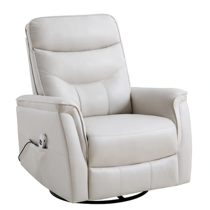 HOMYKA Swivel Power Recliner Faux Leather Glider With USB Port